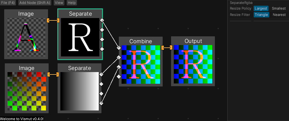 Vismut 0.4’s graphical user interface